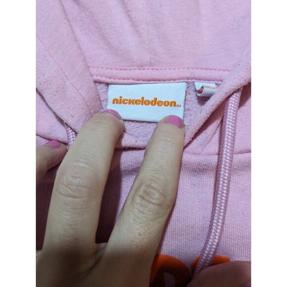 Nickelodeon 90's Cartoon Hoodie Sweatshirt Women's Medium Pink Kangaroo Pocket - Picture 6 of 13